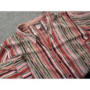 Catherines Shirt Women 4X 30/32 Multicolor Stripe Button Front 3/4 Cuffed Sleeve